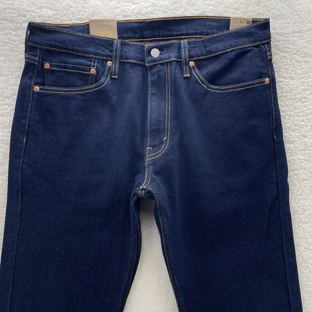 Levis Jeans Mens 34x30 Blue 514 Straight Fit Dark Wash Denim Grunge Cowboy